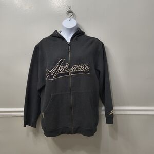 Avirex Script Full- Zip Men's 2XL Black Spellout Hoodie Embroidered Logo Y2K